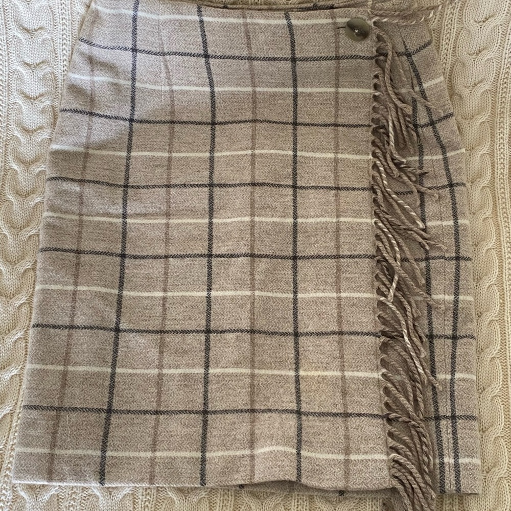 Brooks brothers Plaid Fringe Wrap skirt